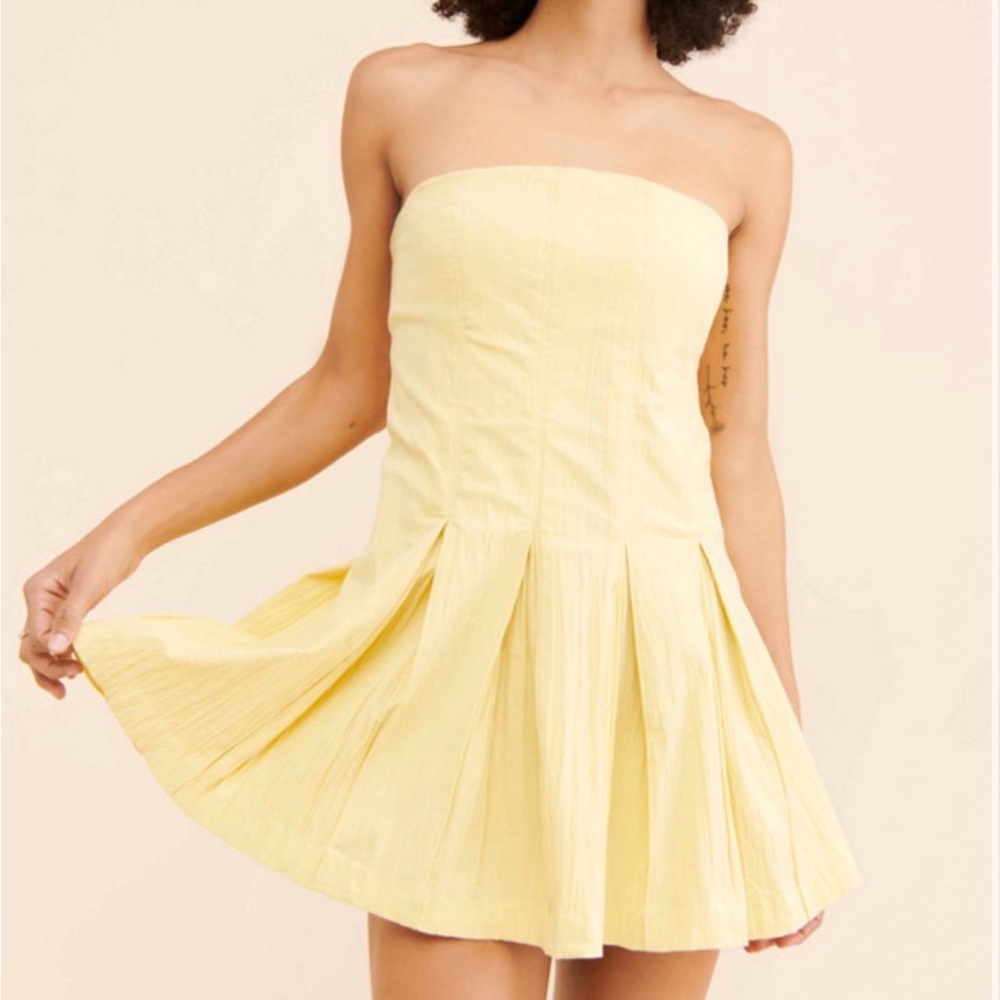 Free People Sunny Yellow Strapless Mini Dress